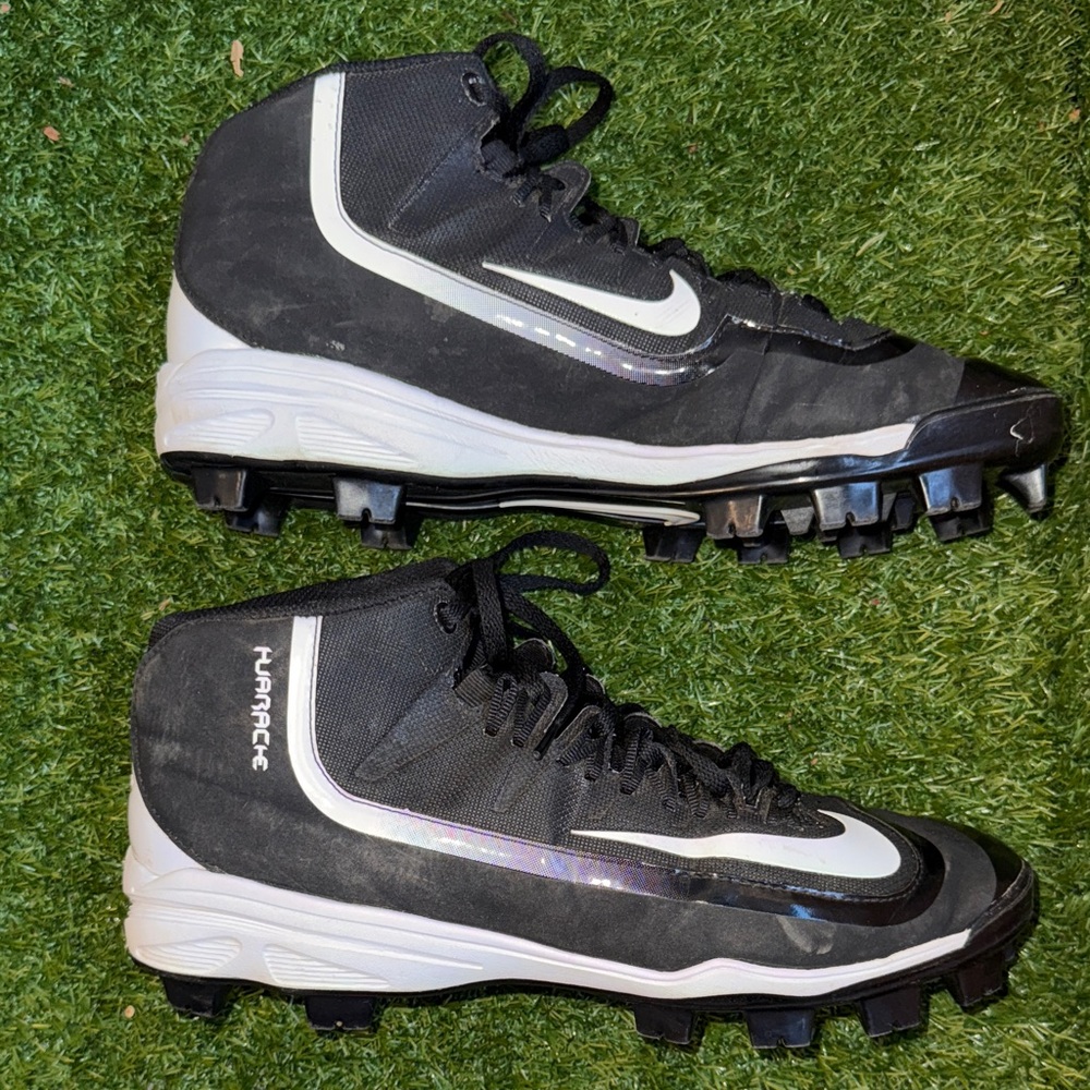 Nike Huarache Black and White Baseball Cleats